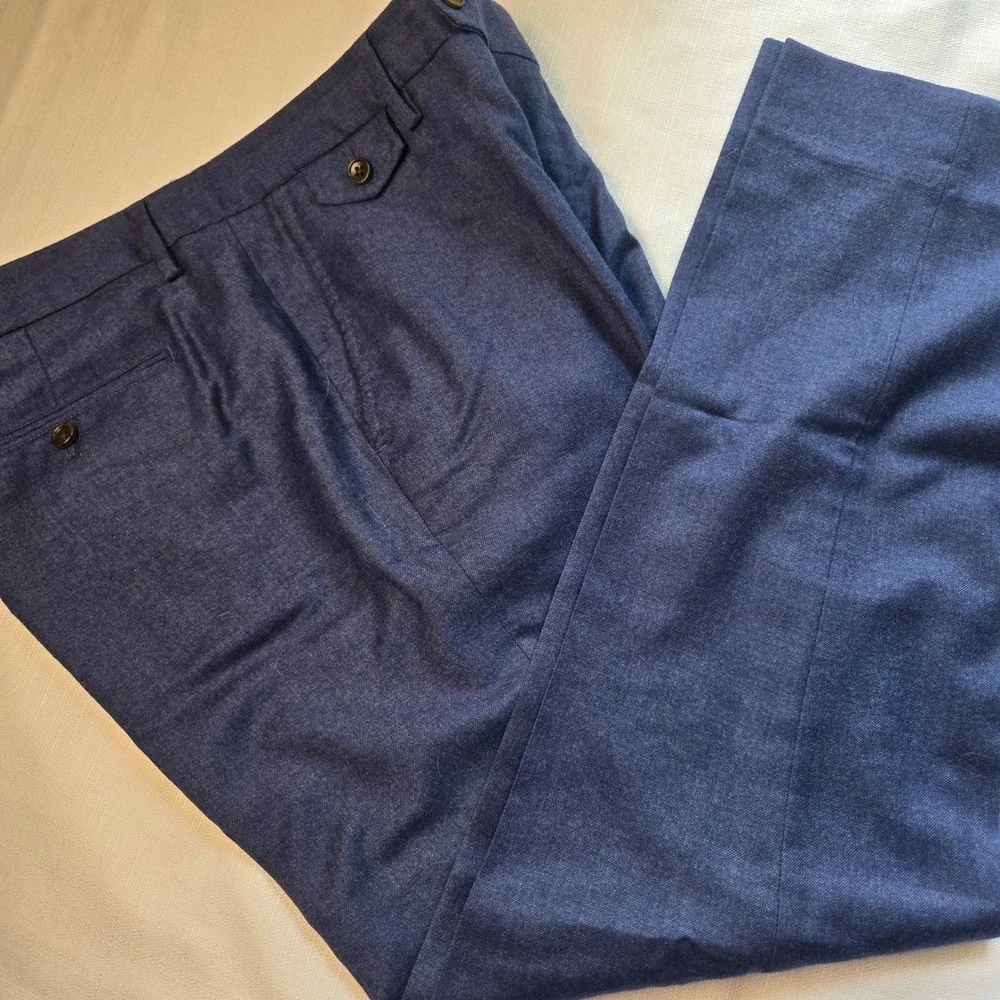 Bonobos Mens Blue Marzotto Italian Wool Dress Pants Trousers Size 35x30 Slim Fit